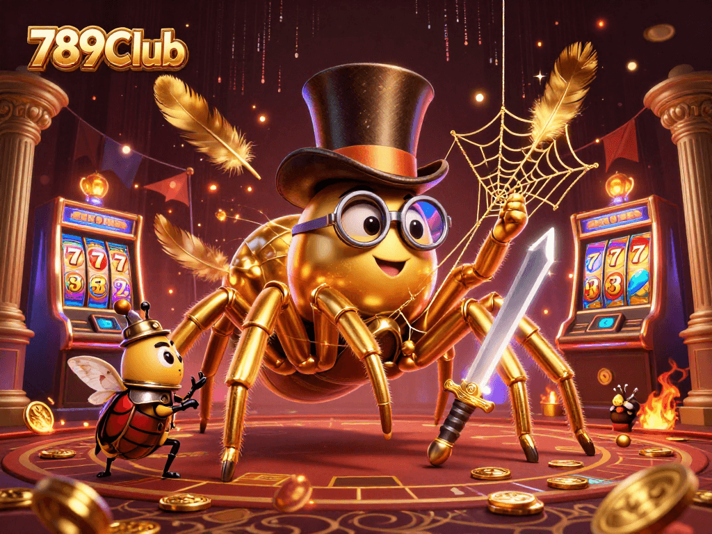 Experience the excitement of 789Club with a thrilling 3D casino scene featuring colorful characters.