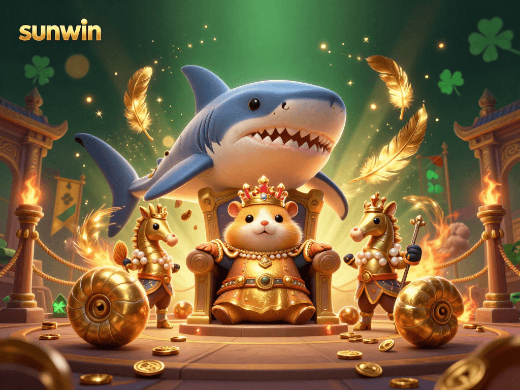 Experience thrilling gameplay at sunwin with a golden hamster king ruling a vibrant casino realm.