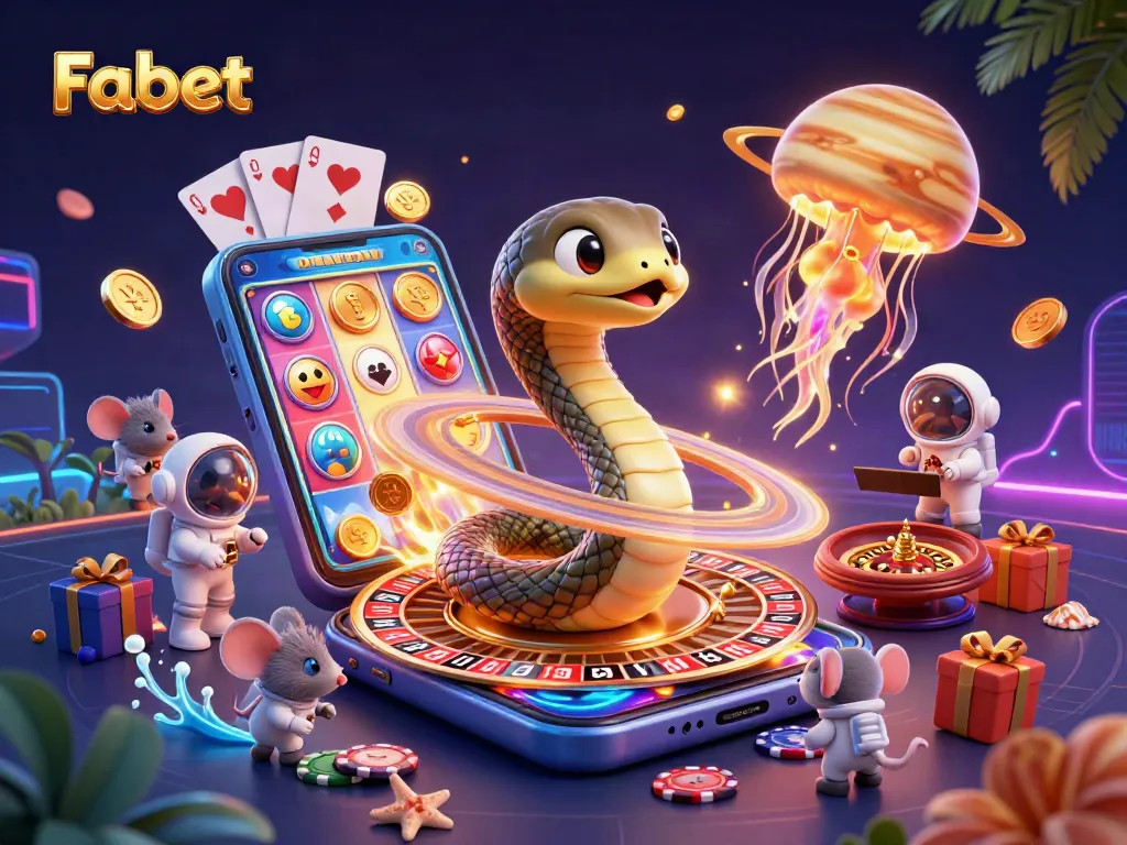 Experience Fabet's thrilling bets and games in a vibrant cosmic casino setting.