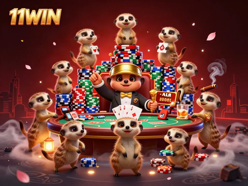 Experience the thrilling world of 11WIN casino with vibrant meerkats in action.