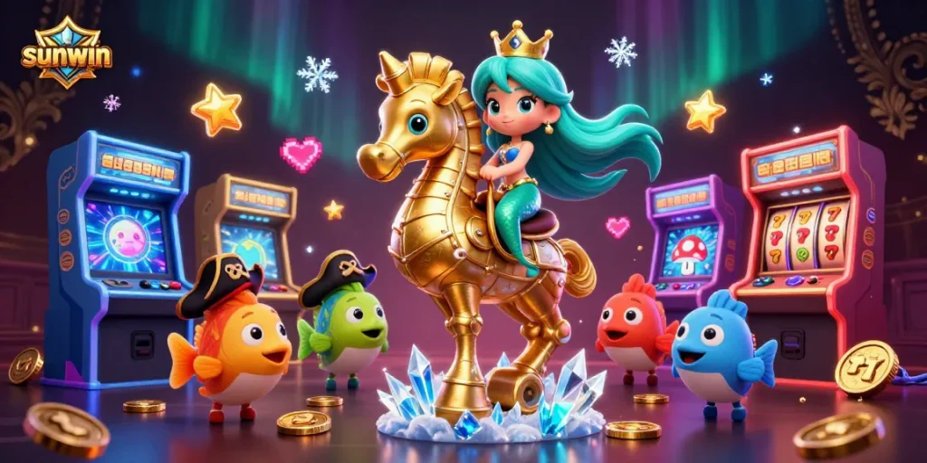 Play exciting games at sunwin with a 3D mermaid princess, seahorse, and casino themes.