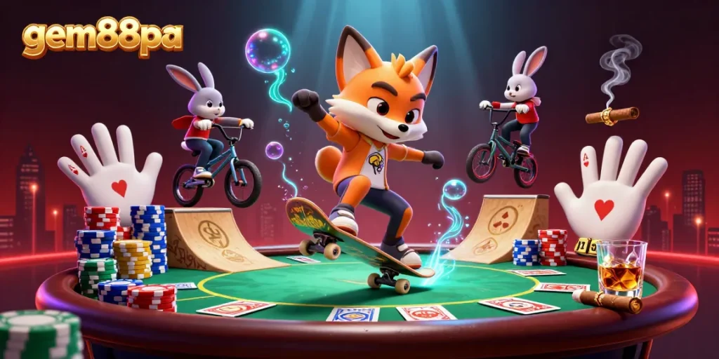 Experience thrilling gameplay and vibrant adventures with gem88pa in this dynamic casino scene.